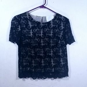3.1 Philip Lim Silk Black Lace Overlay Blouse